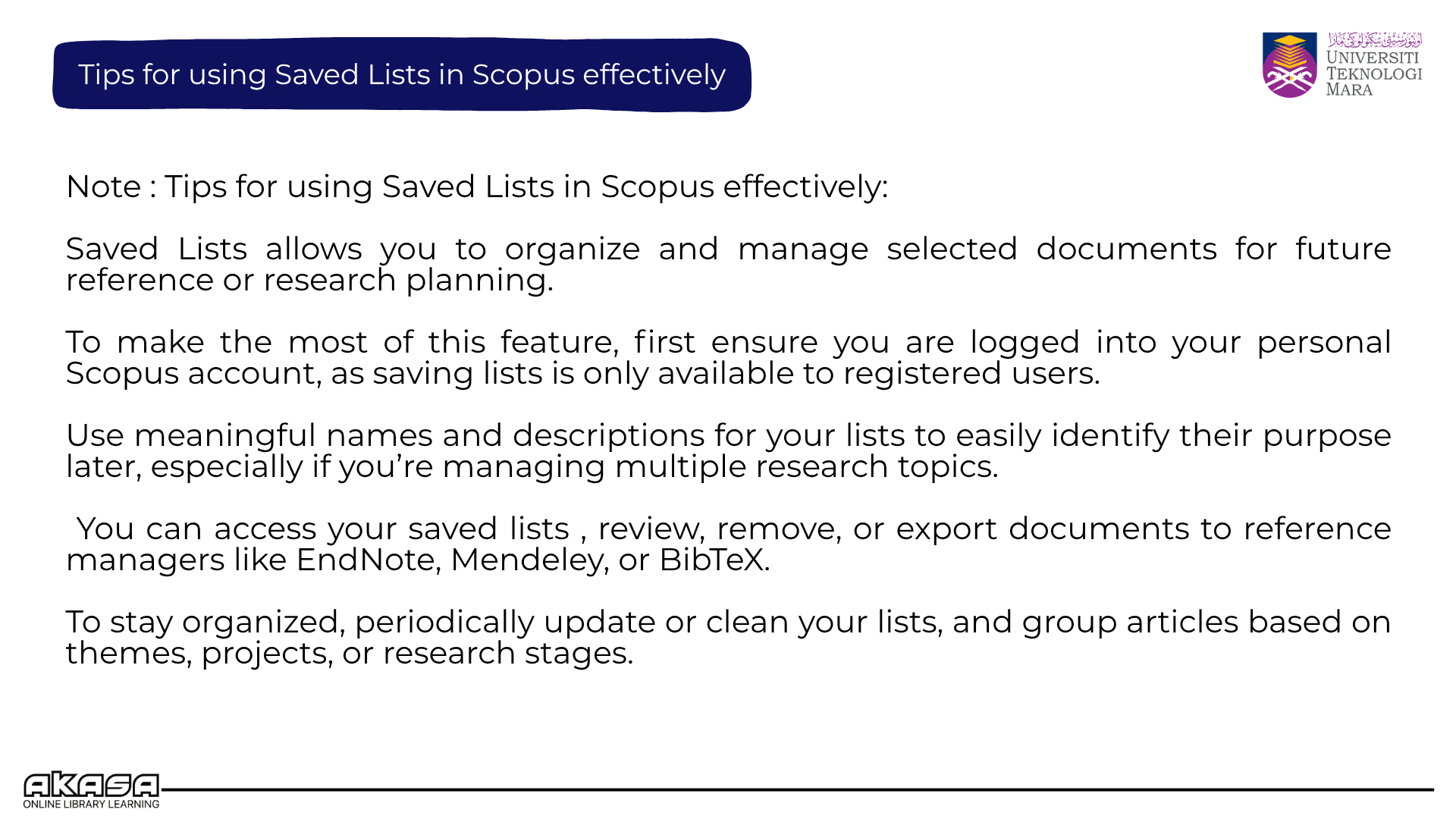 Tips for Using Saved Lists