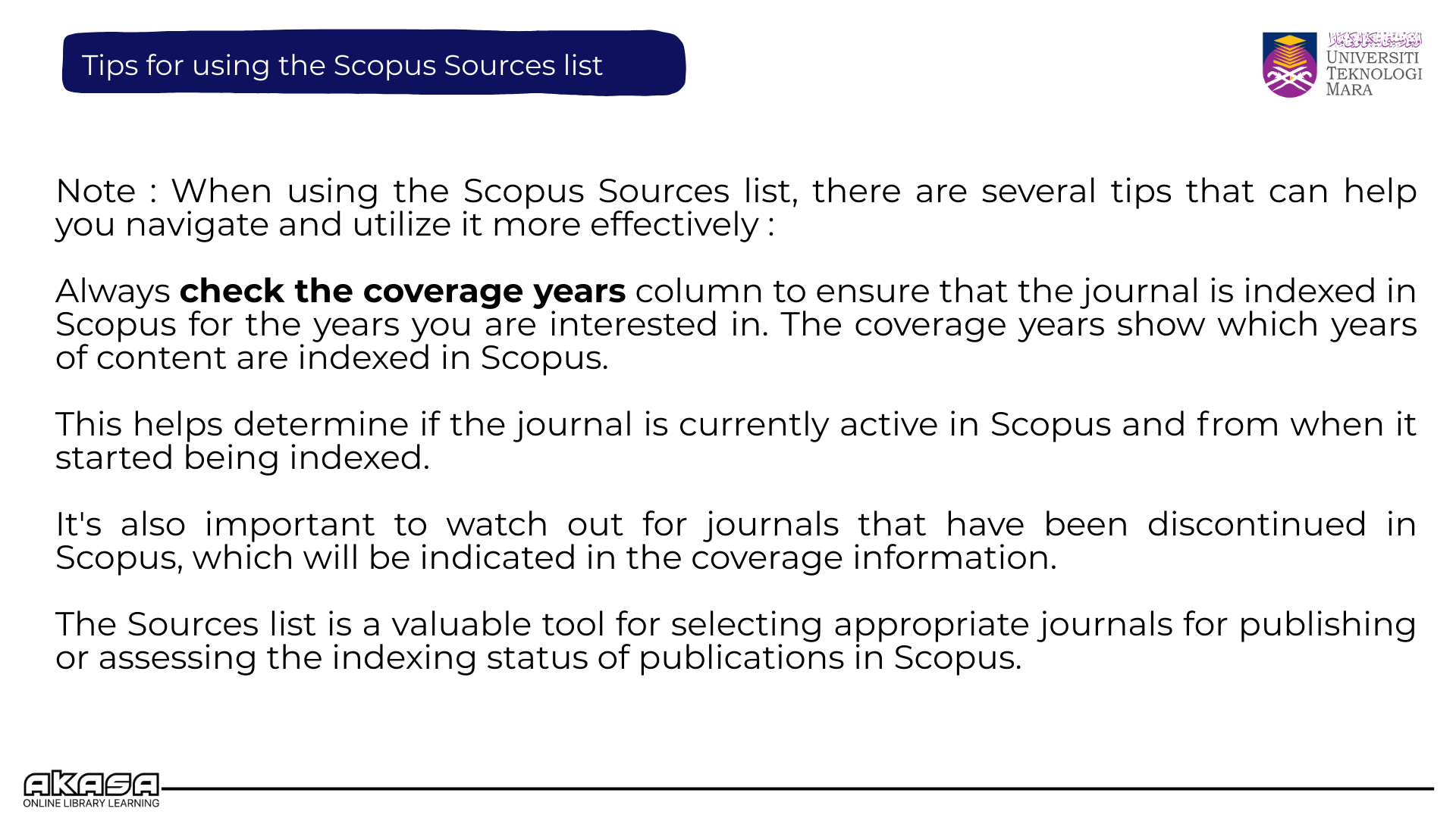 Tips for using Scopus Sources Lists
